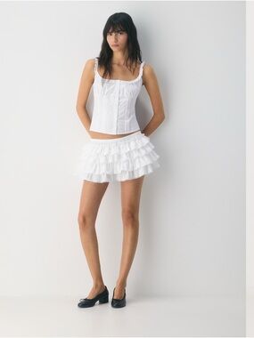 Aritzia White Poplin Mini Skirt
